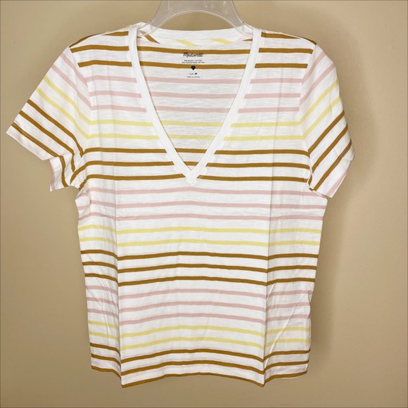 Madewell Whisper Stripe V-neck Tee - Picture 5 of 13